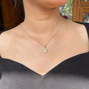 European and American Love Butterfly Wheat Ear Planet Necklace Cross-Border 18K Gold Stainless Steel Flash Diamond Snowflake Zircon Cross Flower Necklace - Snowflake