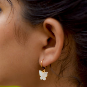 White Colour Butterfly Pendant Chain with Earrings and bracelet For Women & Girls