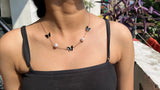 Black Butterfly Necklace with white Pearls