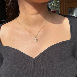 European and American Love Butterfly Wheat Ear Planet Necklace Cross-Border 18K Gold Stainless Steel Flash Diamond Snowflake Zircon Cross Flower Necklace - Snowflake