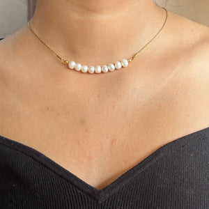 NH870115 18K Gold Titanium Steel Fine Necklace Special-Interest Design Light Pearl Square Plate Butterfly Maple Leaf Pendant Clavicle Chain Simple Necklace - Pearl Style