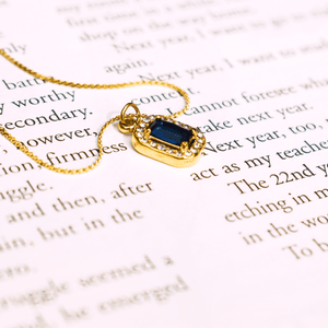 Blue Stone & White Crystal Golden pendant