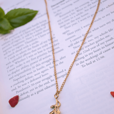 Red Rose Pendant With Golden chain