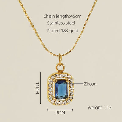 Blue Stone & White Crystal Golden pendant