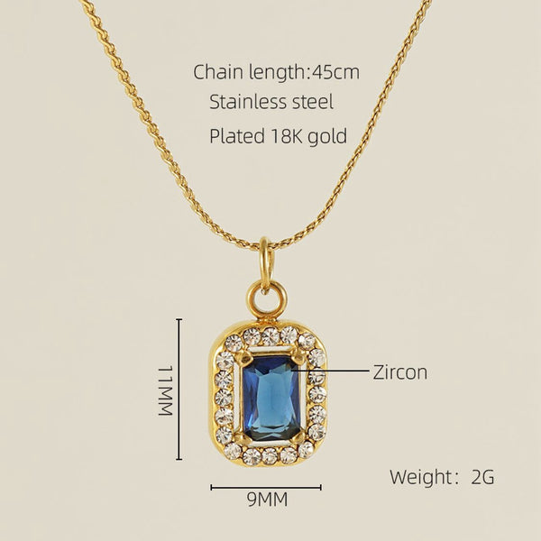 Blue Stone & White Crystal Golden pendant