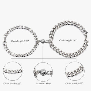 Jewelry Stainless Steel Heart Magnet Bracelets Set for Him & Her