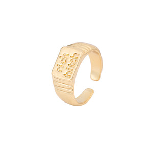 European and American cross-border new fashion retro letter ring personality creative letter ripple opening adjustment ring