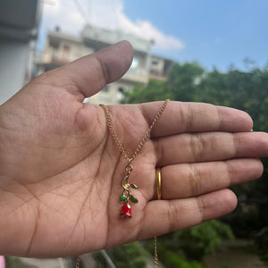 Red Rose Pendant With Golden chain